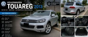VW Touareg 4motion, 2013, motor 3,6 v6, 280 caballos, caja automática secuencial, 8 marchas, conservada